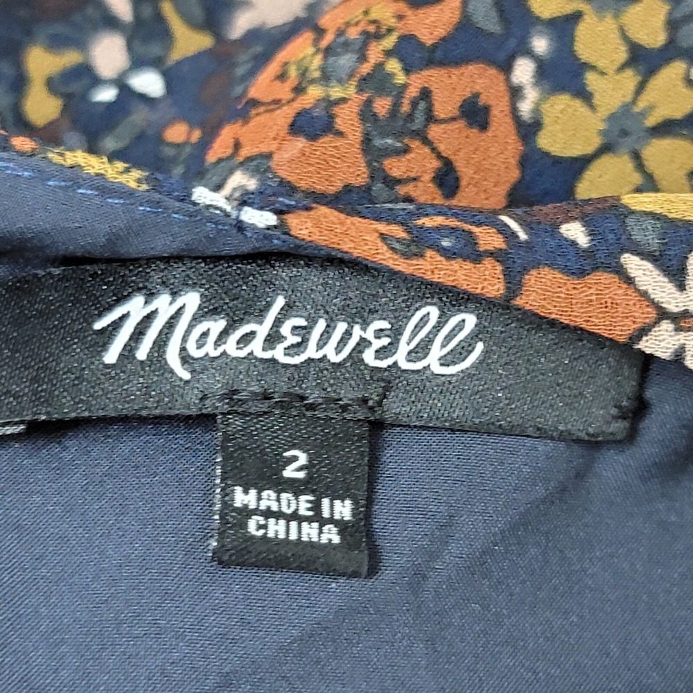 Madewell Orchard Flutter Sleeve Dress‎ Womens 2 Prairie Blossom Multicolor VNeck - Picture 2 of 12